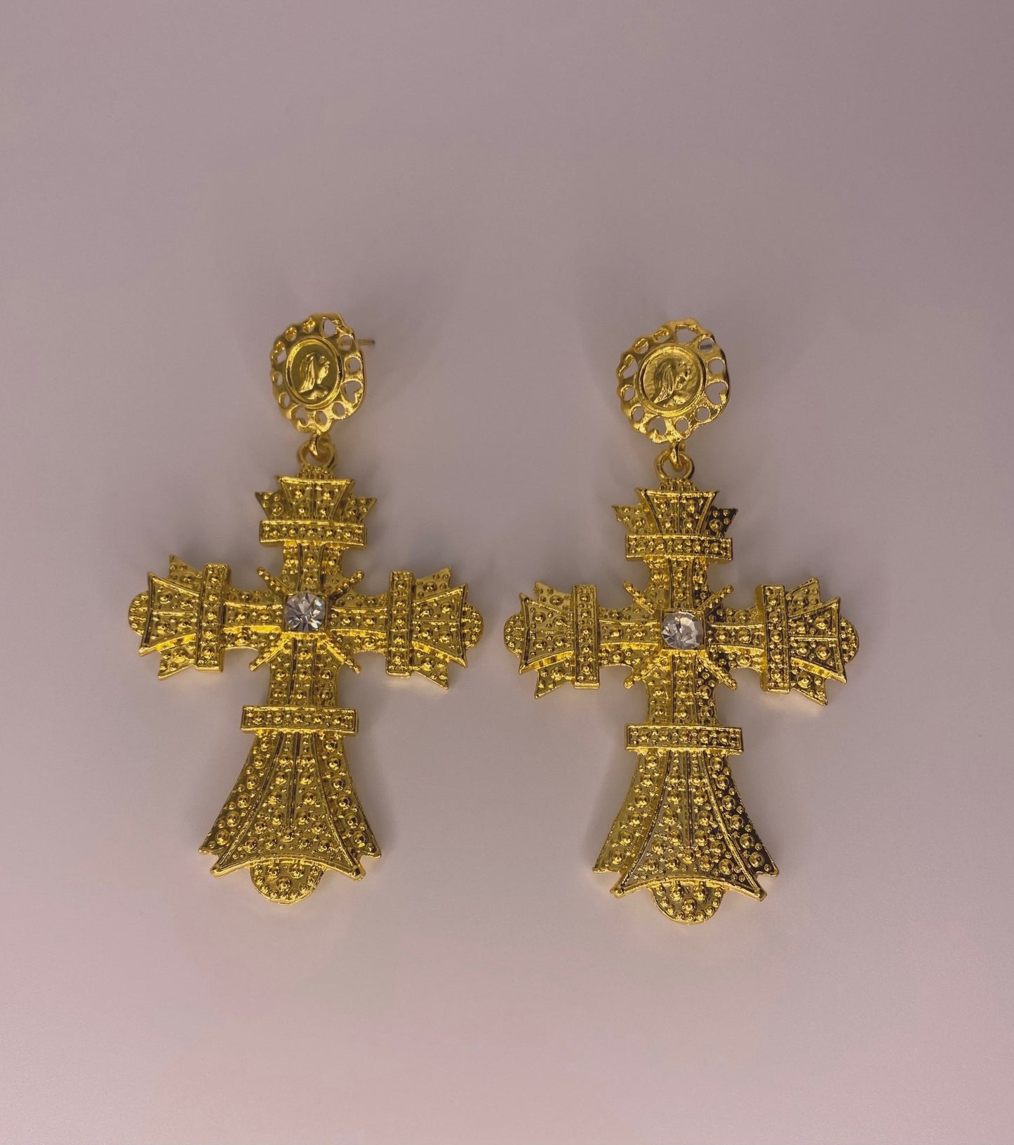 Gold Chunky Cross Earrings